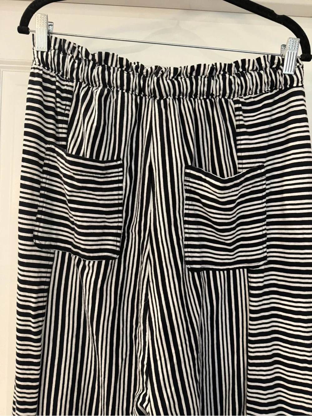 Free People Free-est Jersey Harem Pants Holten Cotton Size Medium Black White